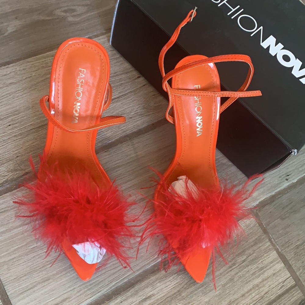 Brand New Fashion Nova Orange Sexy Strap Heels - Picture 3 of 10